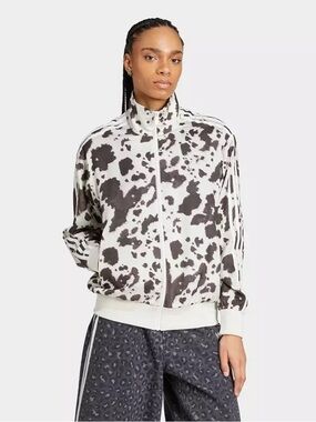 adidas Originals Women's Cow Print Satin Track Top
